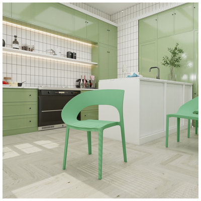 Summer 23.6" W x 21.3" D x 32.5" H Haze Green Polypropylene Stackable Side Chair (Set of 4)