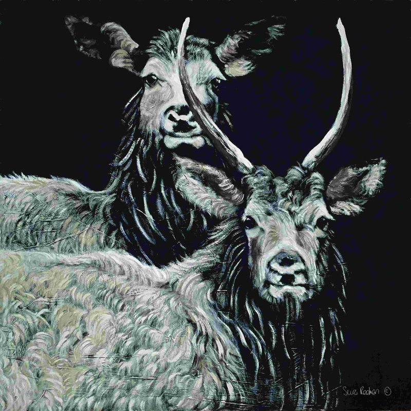 Deux cerfs des bois, H 12 po x l 12 po