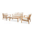 Ensemble de conversation de patio 4 pièces en bois massif avec coussins