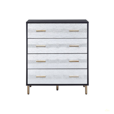 Commode noire, argentée et dorée