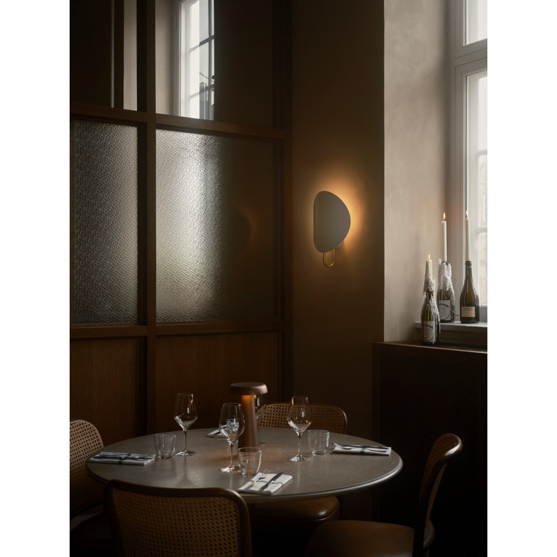 Steel Flush Mounted Sconce, White/Brass