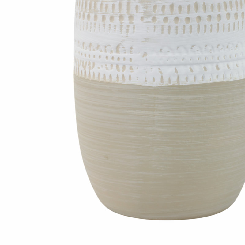 Carlile Stoneware Ceramic Vase with Carved Texture and Contemporary Casual Home Design, 7.75" H x 5" W x 5" D