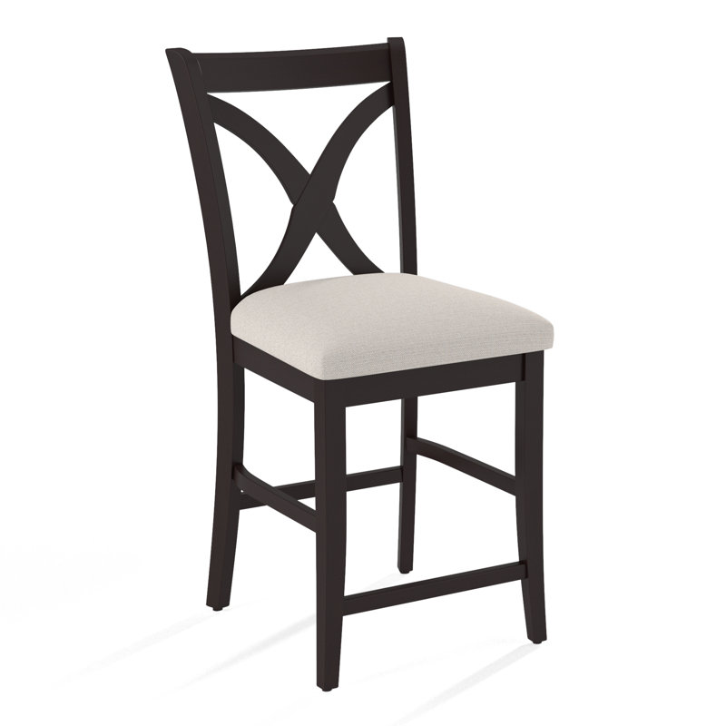 Hues Upholstered Stool with Solid Wood Frame, White Sugar Performance; 0863-91, Bisque Finish