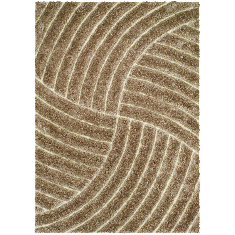 Tapis modernes Handister 3-D-800 5 pi x 7 pi Champaign, Rectangle 5 pi x 7 pi