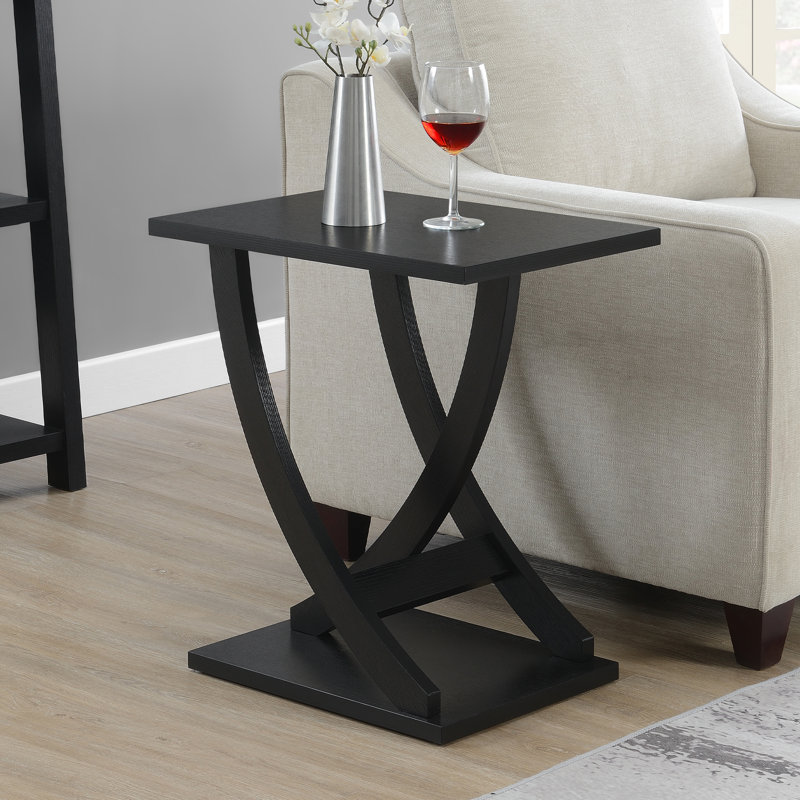 Arbri 22" W Criss-Cross Chairside End Table, Black