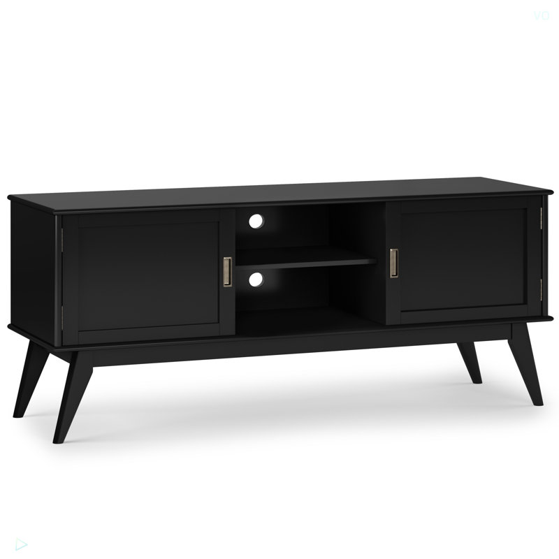 Draper - Mid Century Low TV Media Stand, Black
