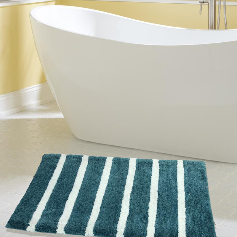 Engleside Non-Slip Bath Rug, 34" W x 21" L, Aqua Blue