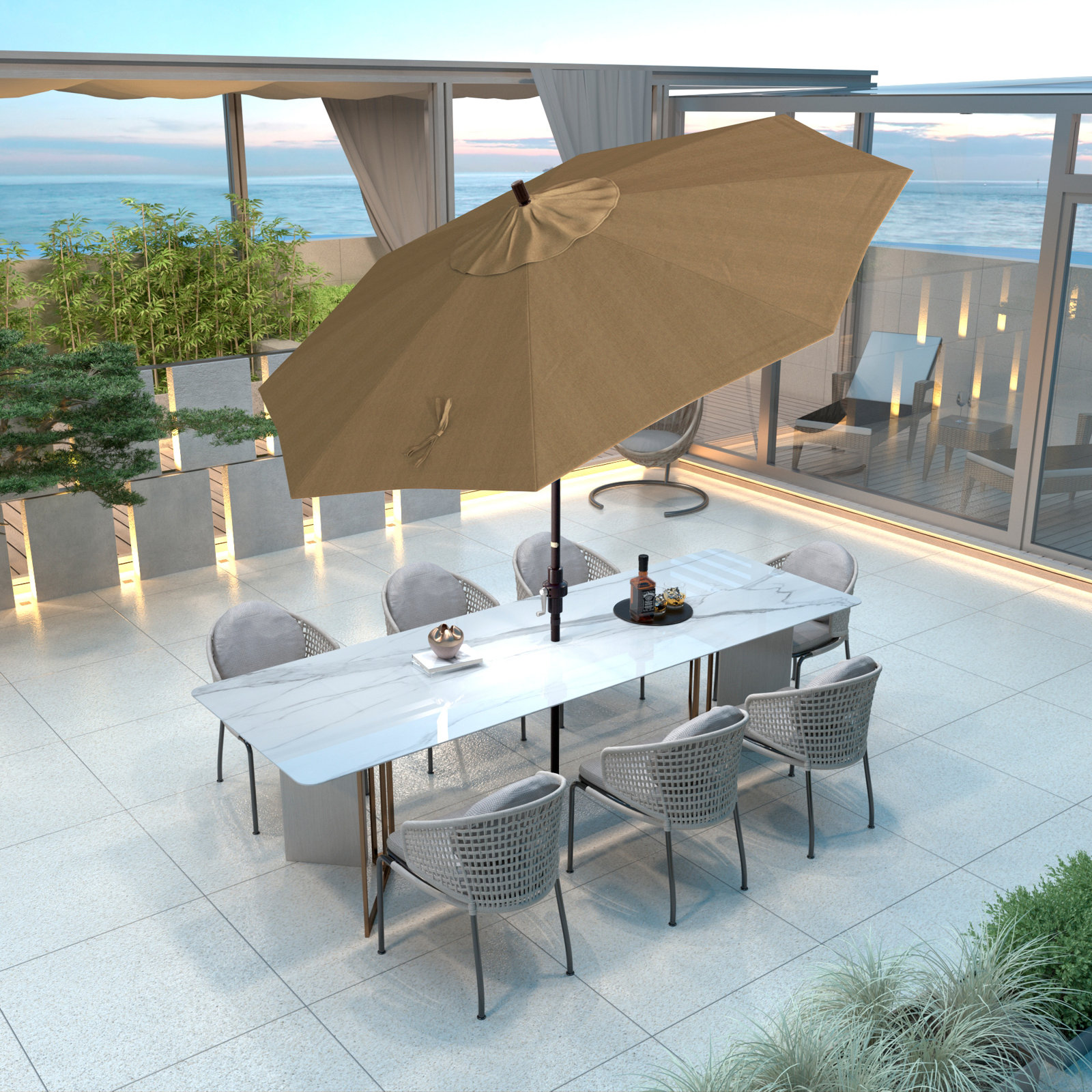 108 " Umbrella Patio Umbrella, Woven Sesame Performance