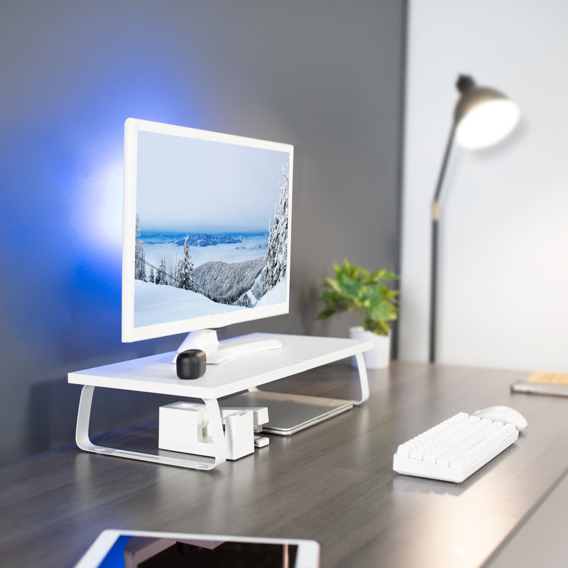 ErgoView Laminated Black Wood 24" Monitor Riser with Steel Support