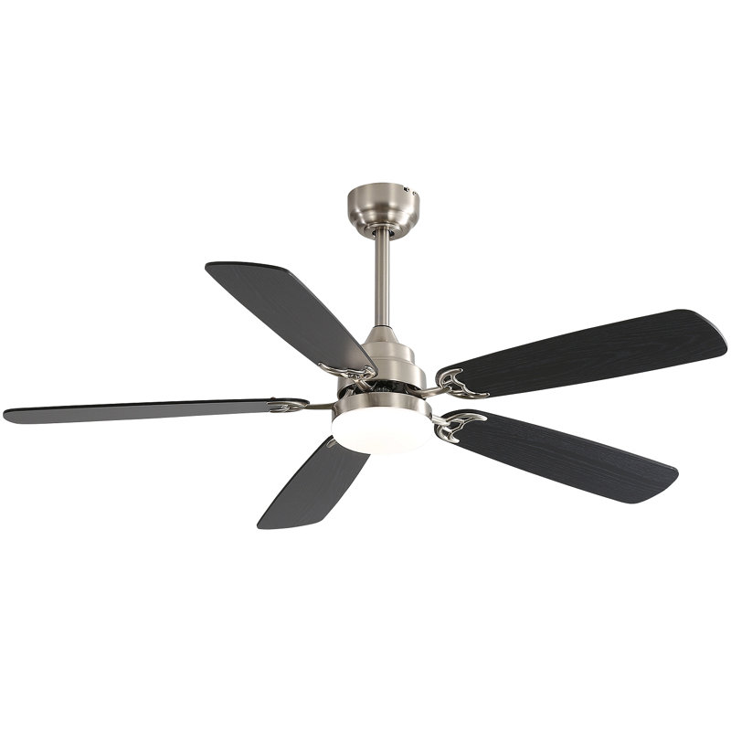 Ventilateur de plafond à DEL moderne avec moteur à courant continu réversible à 5 vitesses et 5 pales avec lumière