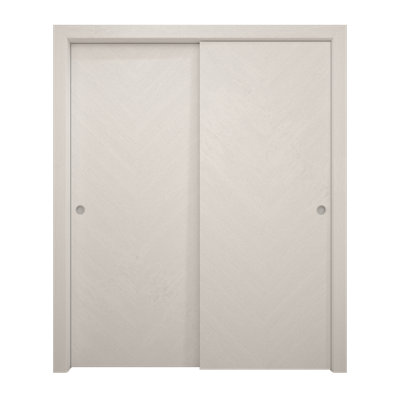Portes coulissantes de placard 36 x 84 pouces Ego 5005 Rails en chêne blanc peint Ensemble de quincaillerie Portes de placard de chambre en bois massif