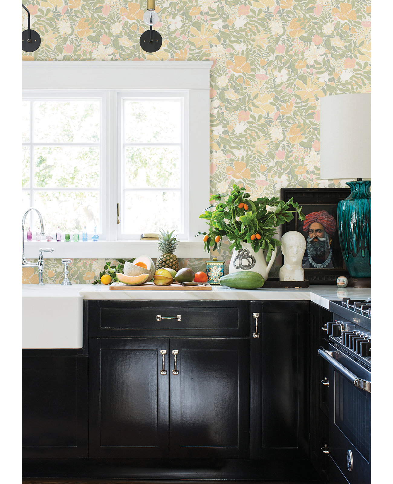 Harriette Floral Wallpaper, Pastel Green