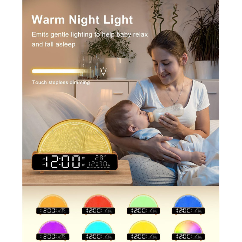 Sunrise Alarm Clock Wake Up Light With Sunrise Simulation White Noise Machine Touch Control Bedside Lamps Colours Atmosphere Lamp 30/60/90 Sleep Timer 13 Nature Sounds
