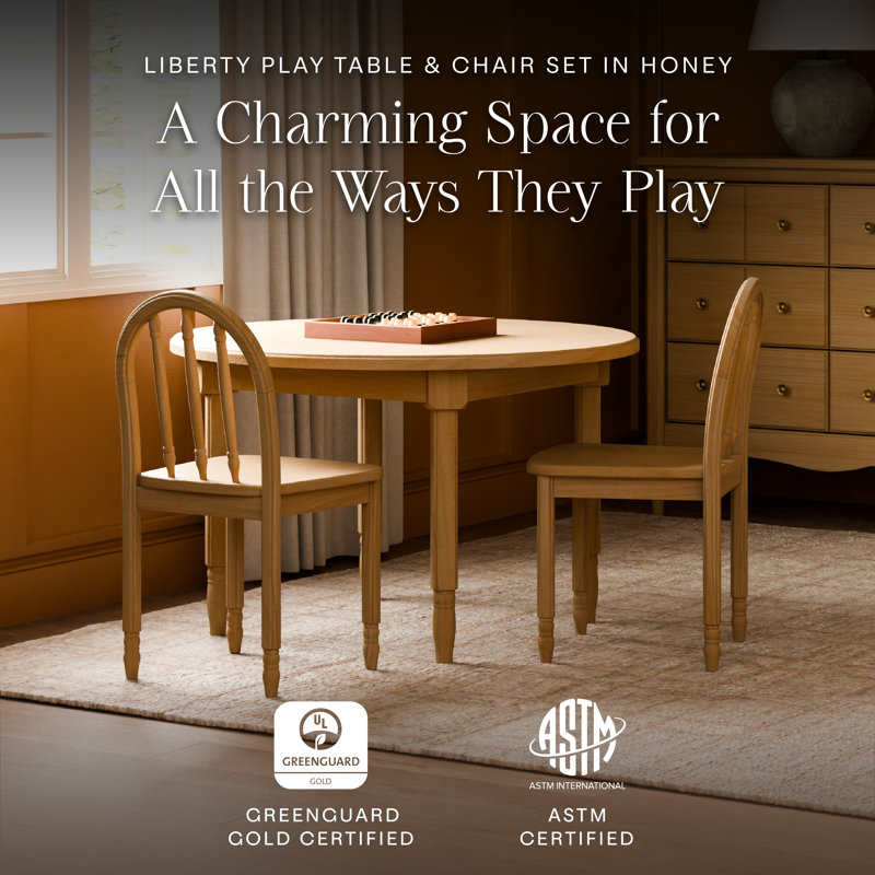 Liberty Play Table & Spindle Chairs Set, Honey