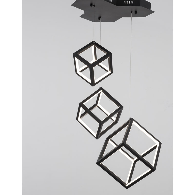 3 - Light LED Cluster Pendant, Black