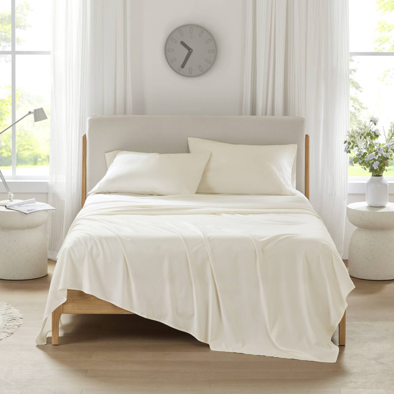 Microfiber Coolmax Microfiber Coolmax Solid Sheet Set, Cream, Twin