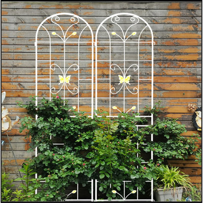 Paquet de 2 treillis de jardin en métal 86,7 po x 19,7 po antirouille pour plantes grimpantes pour l'extérieur
