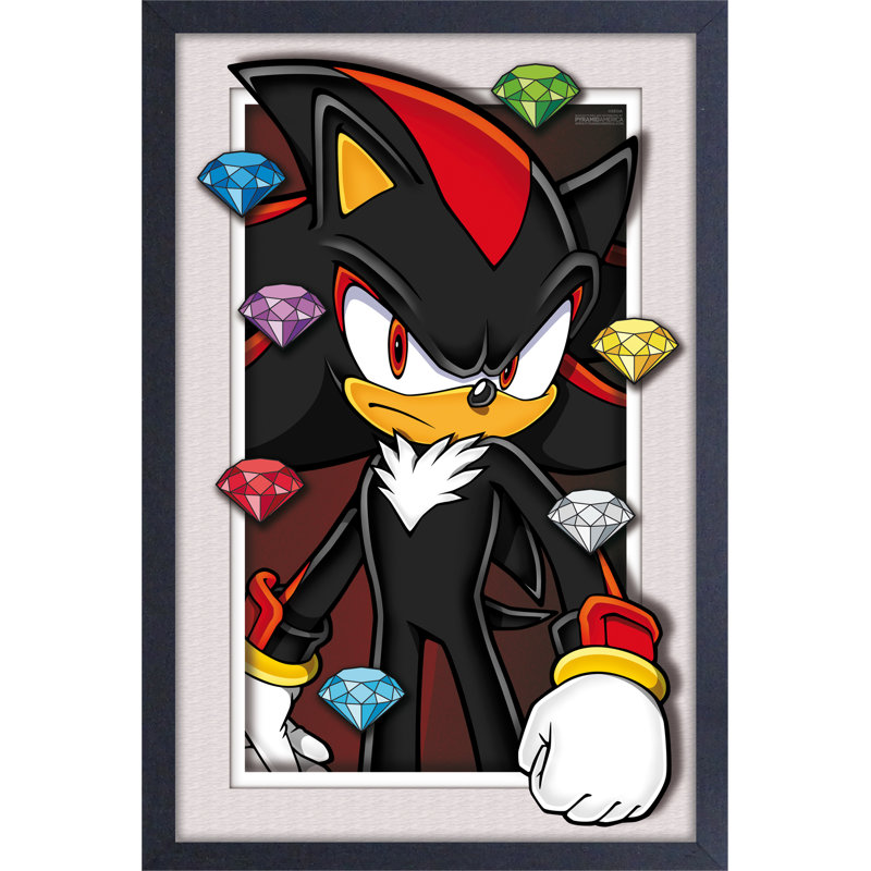 Sonic the Hedgehog - Shadow wit 11 x 17 sous plexi, affiche encadrée
