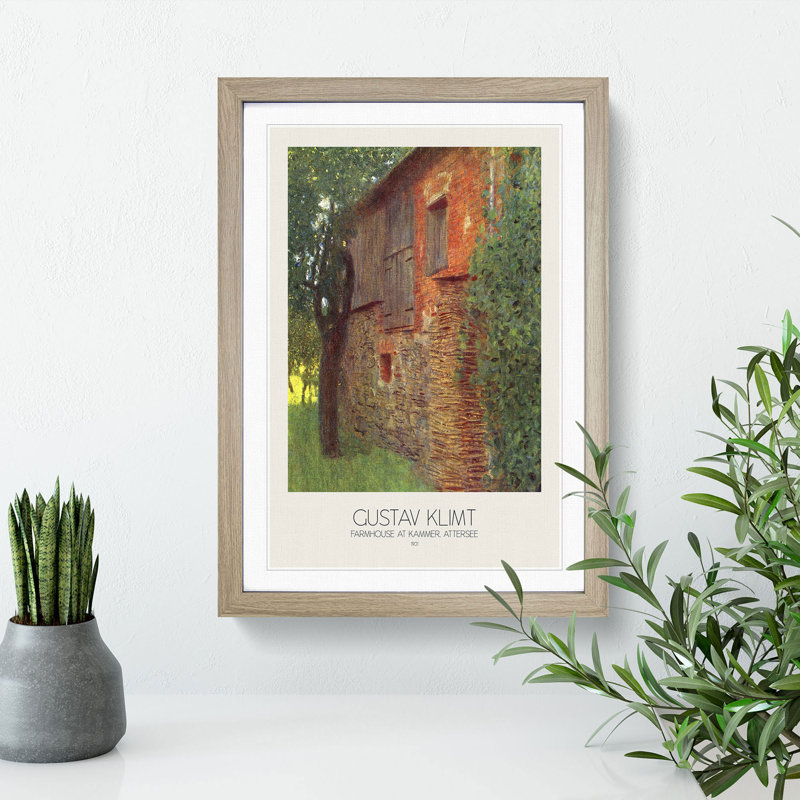 Farmhouse at Kammer with Border by Gustav Klimt - Picture Frame Painting, Oak Framed, 36cm H x 27cm W x 2cm D