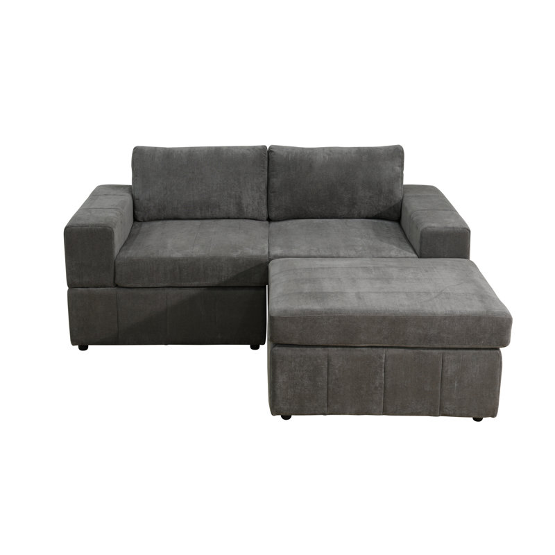 Canapé modulaire réversible en velours côtelé de 76 po de largeur et 76 pièces, Microfibre/microsuède gris