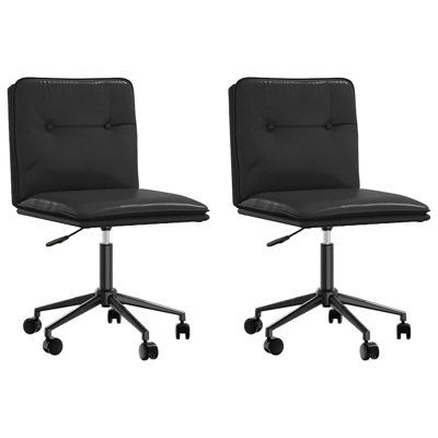  Ensemble de 2 chaises de salle à manger en similicuir noir, contreplaqué, métal moyen