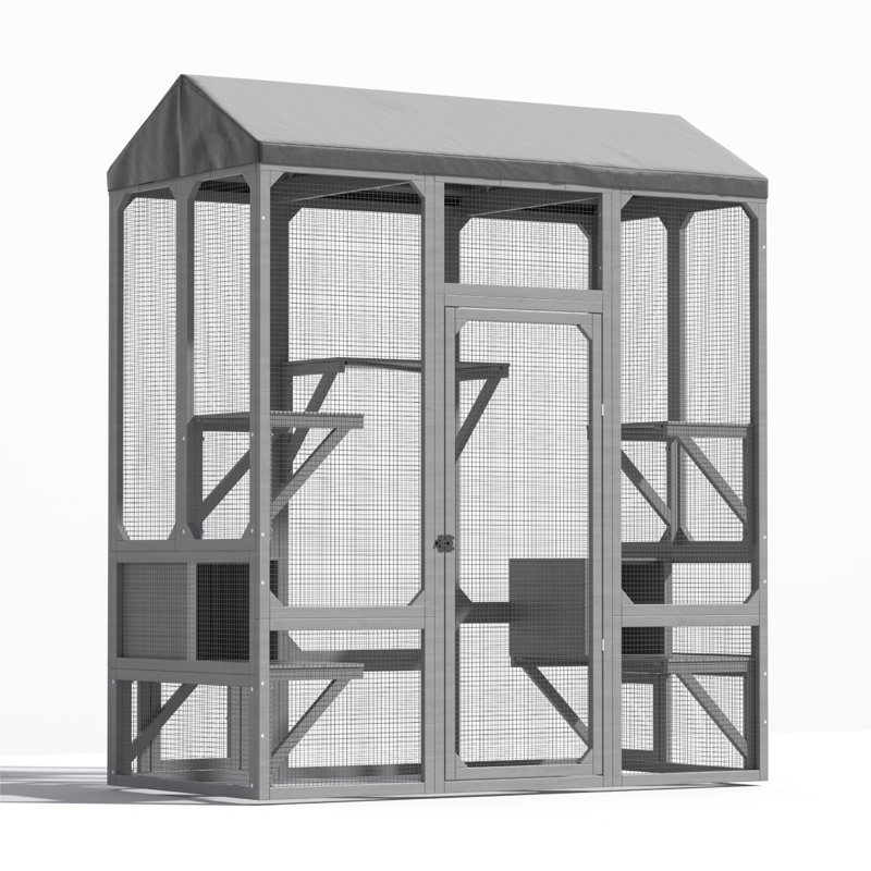 Enceinte d'extérieur pour chat Catio, Gris