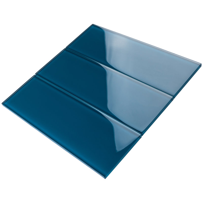 Carreau de mosaïque en verre Crystile 4 po x 12 po, Bleu turquoise