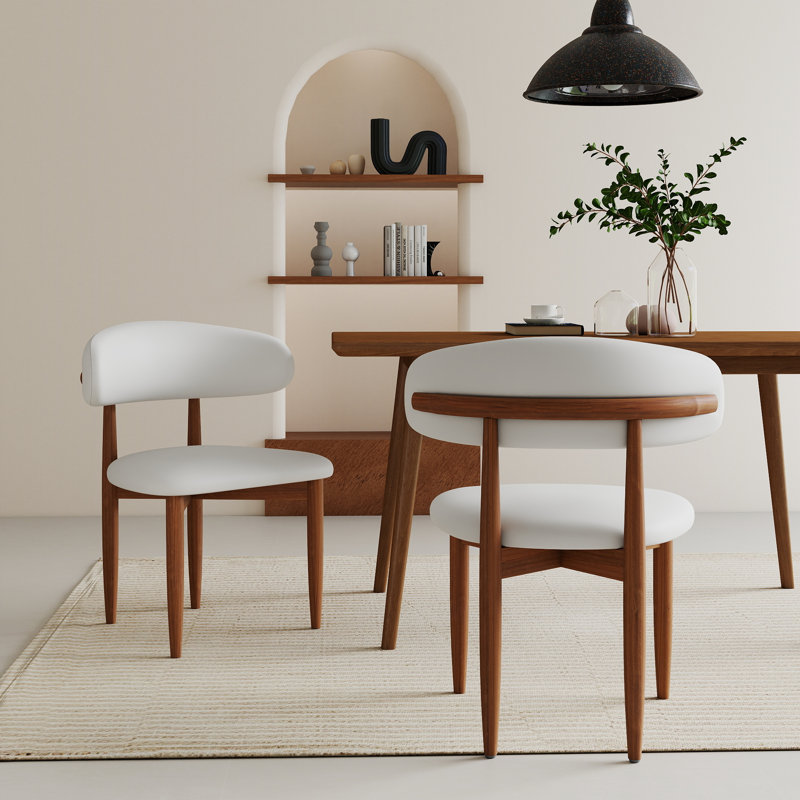 Juvan Modern Upholstered Rubber Wood Faux Leather Dining Chair(Set Of 2), 2, Brown