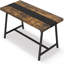 70,87 po, table de conférence rectangulaire moderne pour 6 à 8 personnes, bureau de direction avec structure en métal durable, grande surface de travail pour la collaboration entre la salle de conférence et l'équipe - brun rustique et noir-1348777793