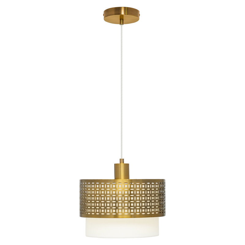 11.125"W 2-Piece Gold and White Shade Hanging Pendant