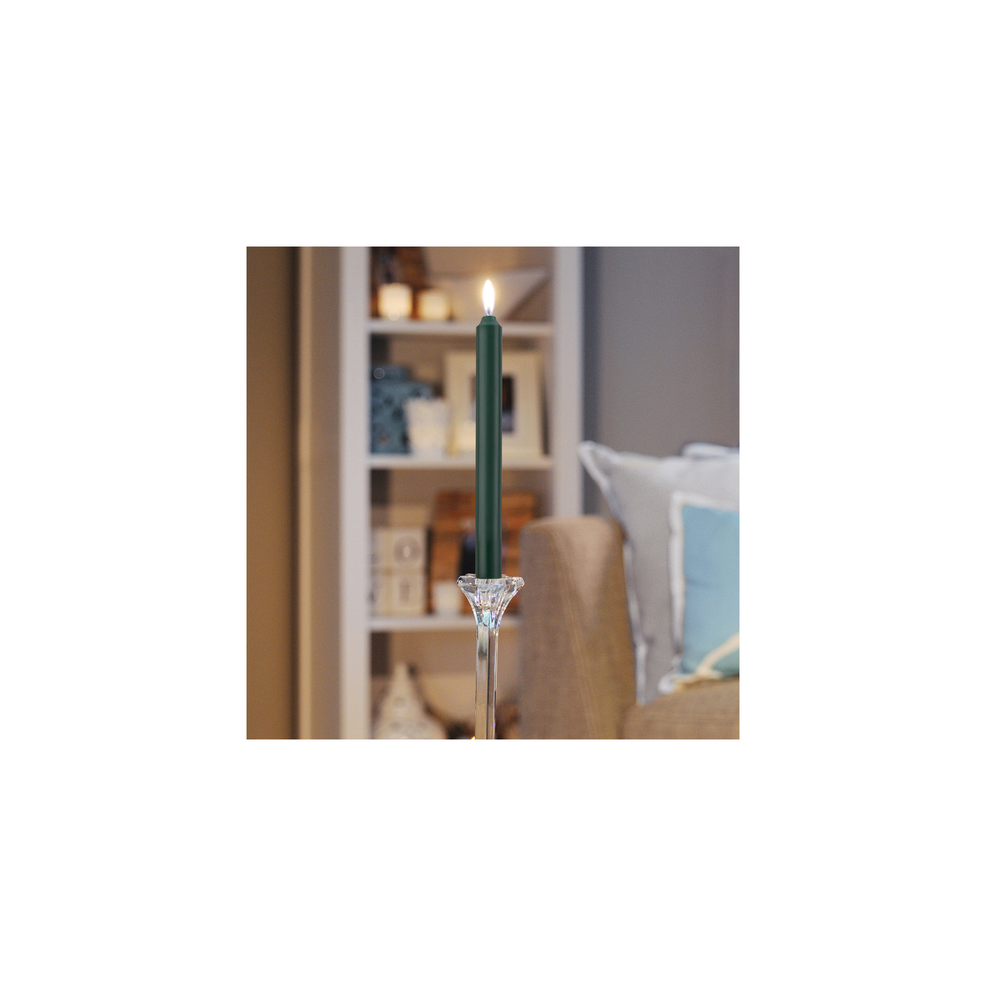 Root Candles Unscented Taper Candle, Green, 9" H x 0.88" W x 0.88" D