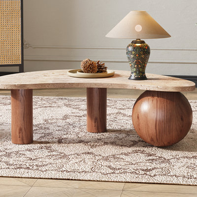 Crescent-shaped natural cave stone tea table