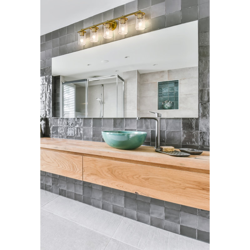 Éclairage pour meuble-lavabo à 5 lumières Cheetham, Or luxueux