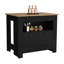 Îlot de cuisine Floyd H 35 po, avec 2 portes, 3 tablettes, noir / Macadamia