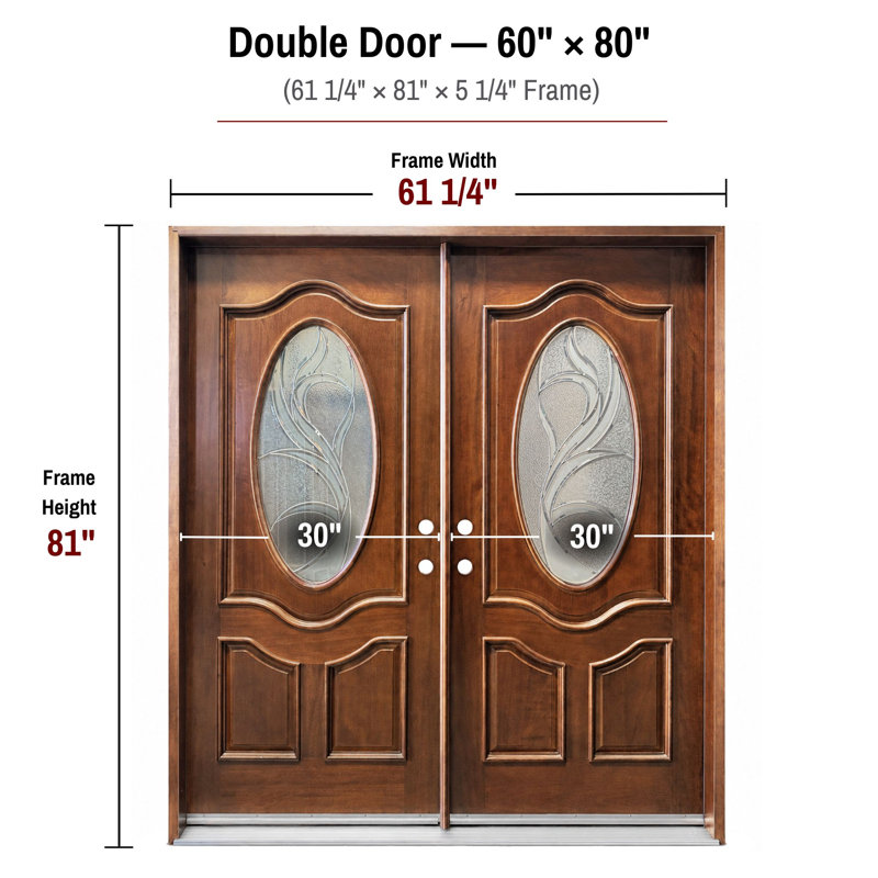 Porte d'entrée extérieure pré-montée en acajou prête à installer pour l'extérieur, Oui, H 80 po x l 60 po x P 1,75 po
