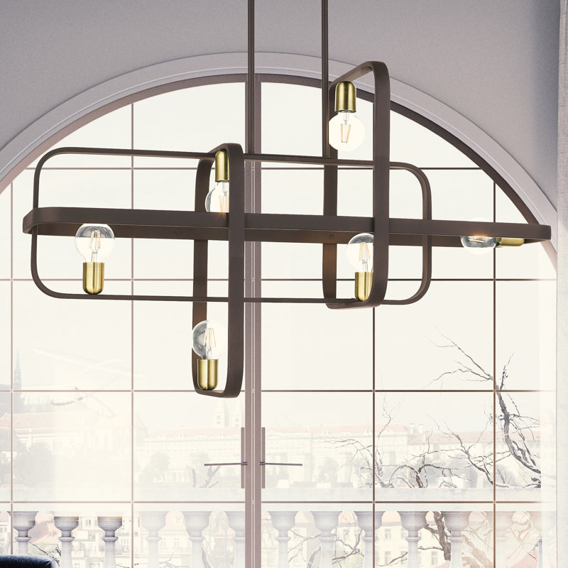 Lustre rectangulaire unique à 6 lumières