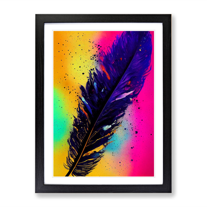 Feathers Splashed No.2 - Framed Print, Black, 34cm H x 25cm W x 2cm D