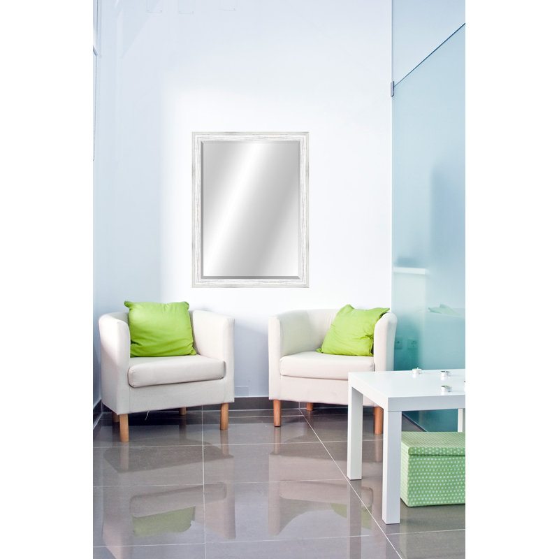 Country Colors II Solid Wood Rectangle Wall Mirror, 32.5" x 26.5", White/White