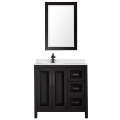 Meuble-lavabo sur pied simple 36 po avec plateau en marbre de culture Daria