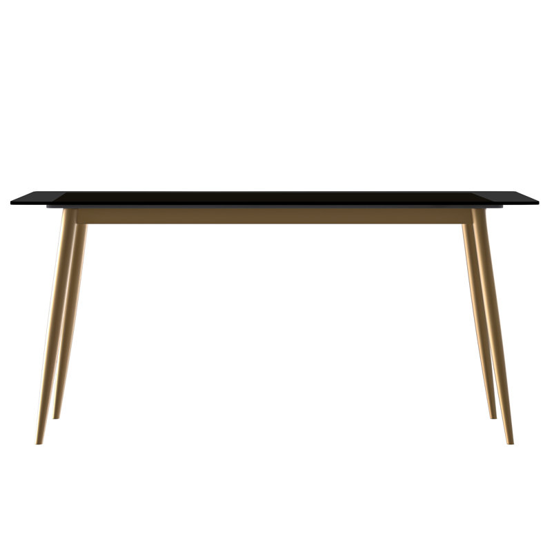 Kyley Metal Base Dining Table, Black/Gold, 29.9"H x 62"L x 31.5"W