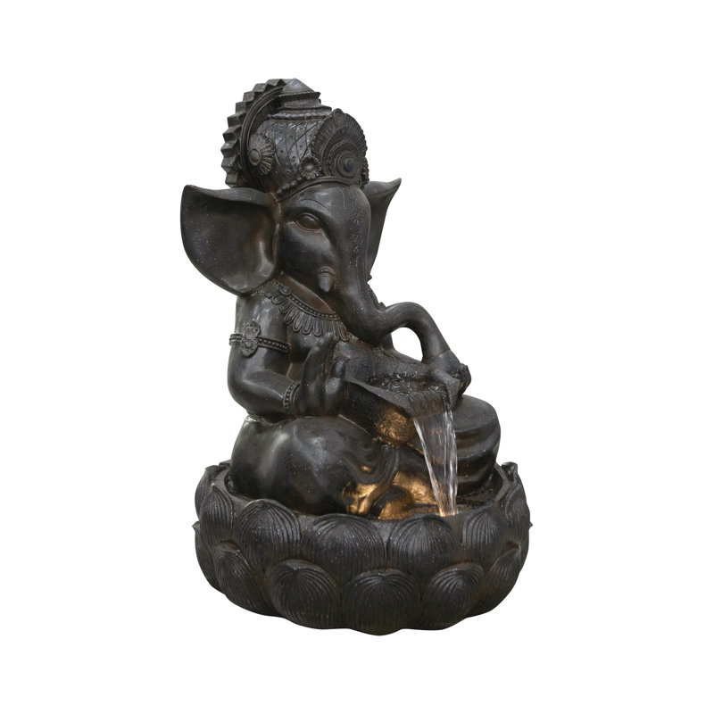 Handcrafted Outdoor Sculptural Fountain with Lights