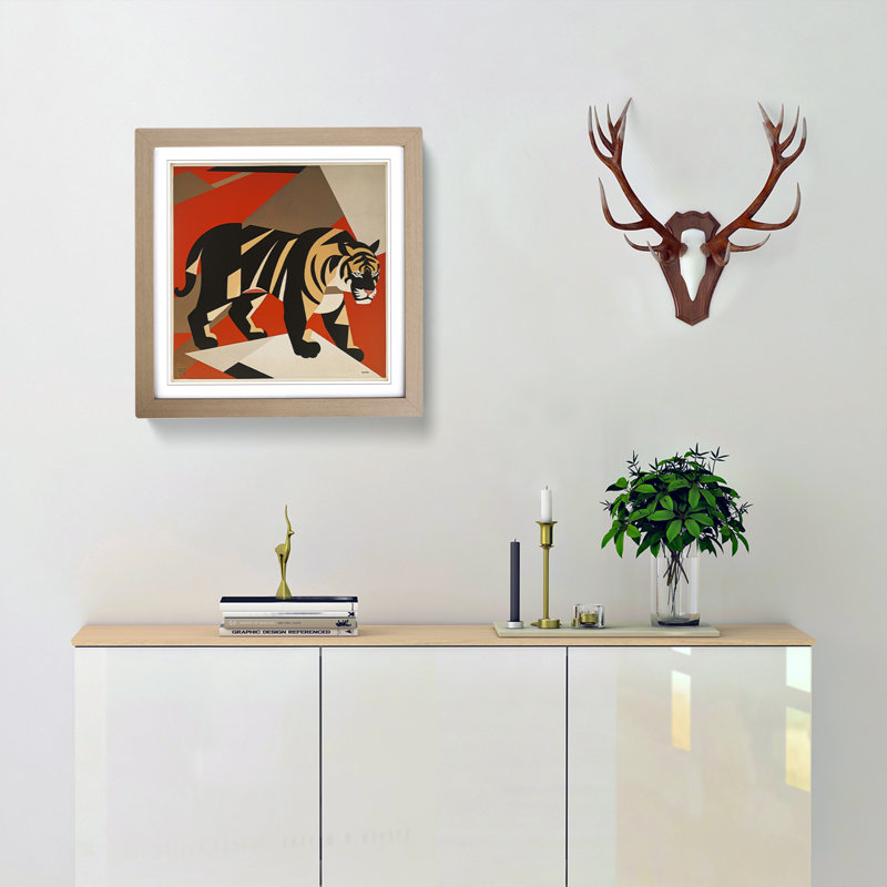 Tiger Suprematism - Framed Print, Oak