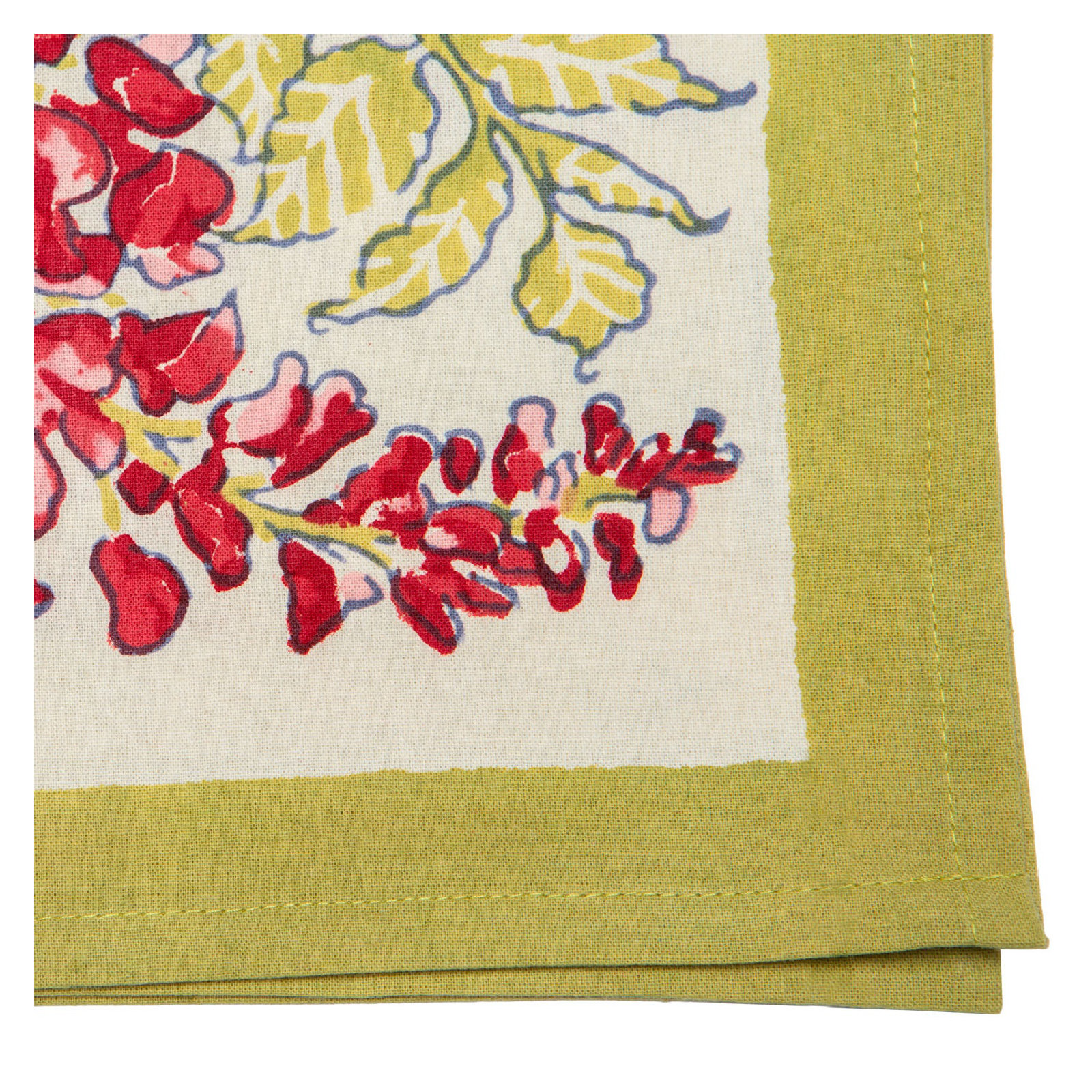 Kappa 100% Cotton Floral Square Napkin, Pink/Green