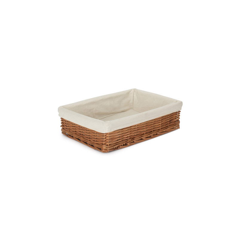 Wicker Lined Storage Tray Basket, 10cm H x 39cm W x 30cm D