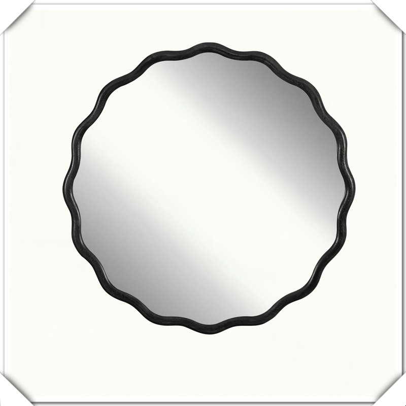 Miroir de meuble-lavabo mural en bois massif, H 31 po x l 31 po, Noir