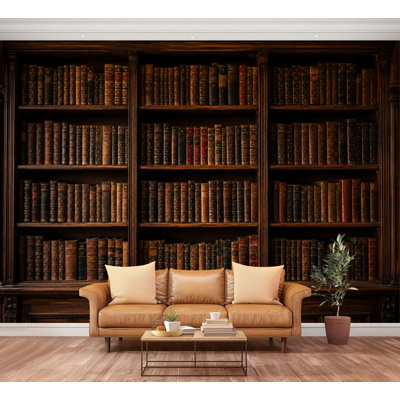 Wall Mural Peel and Stick Wallpaper Bookshelf Old Library Shelf Filled Vintage Books Self-Adhesive Removable Contact Paper Wall Decor for Living Room Bedroom 100"H x 144"W