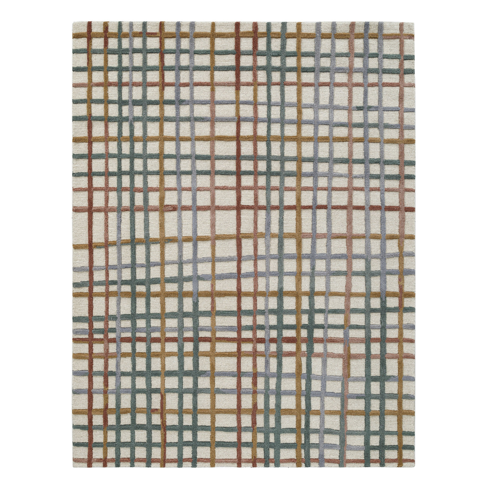 Polychrome Rug: Modernist Hand Tufted Rug in Multi, Rectange 7'6" x 9'6"