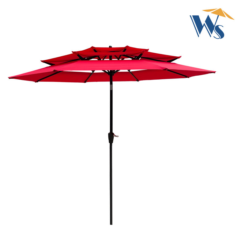 Parasol d'extérieur 9 pi 3 po avec évents - Rouge, convient à un patio d'ombrage de jardin en manivelle facile, une terrasse ombragée et une piscine dans la cour arrière