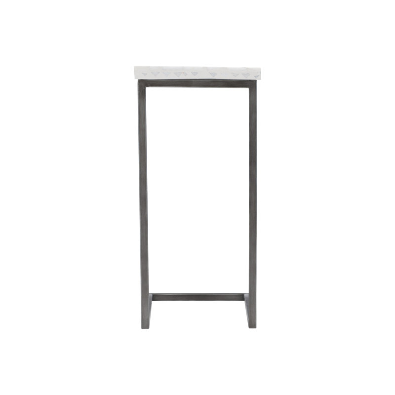 Gray Terrazzo Top Rectangular Side Table with Stainless Steel Base