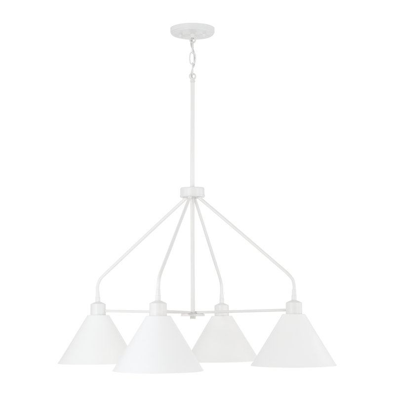 Lustre conique à 4 lumières Alden, Blanc